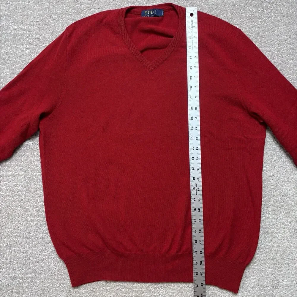 Polo Ralph Lauren Merino Wool V-Neck Sweater Mens L Prep Old Money Quiet Luxury